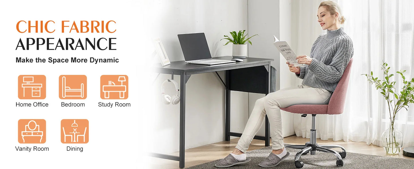 Modern Armless Swivel Desk Chair - Adjustable Height Vanity Task Chair