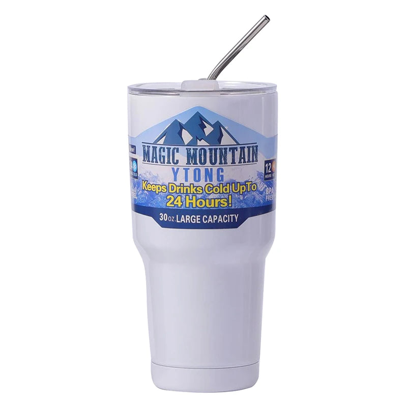 900ml Vacuum Insulated Stainless Steel Tumbler with Straw for Travel - 22