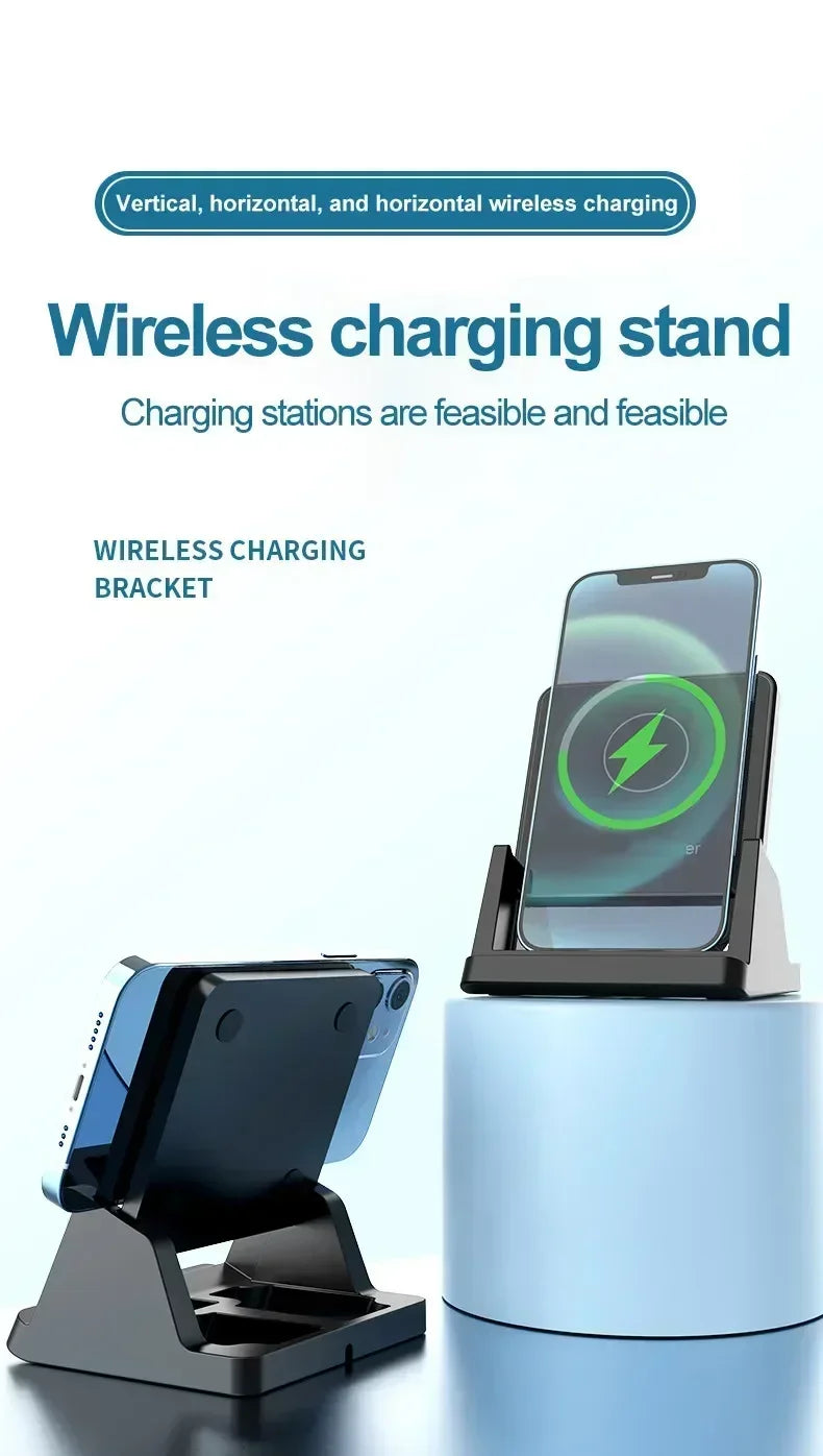 15W Fast Wireless Charging Stand - Vertical & Horizontal Phone Charger