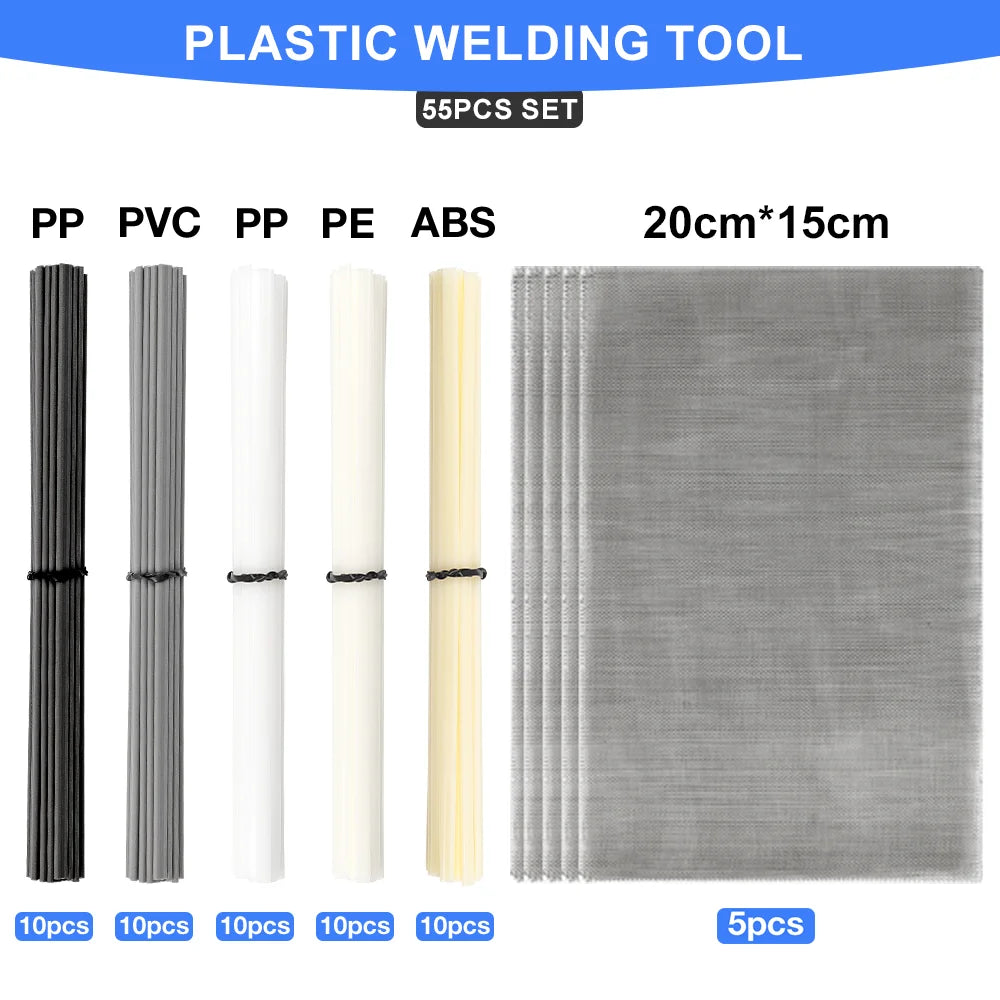 Plastic Welding Repair Kit with Stainless Steel Mesh & Rods for Car Bumper - 13
