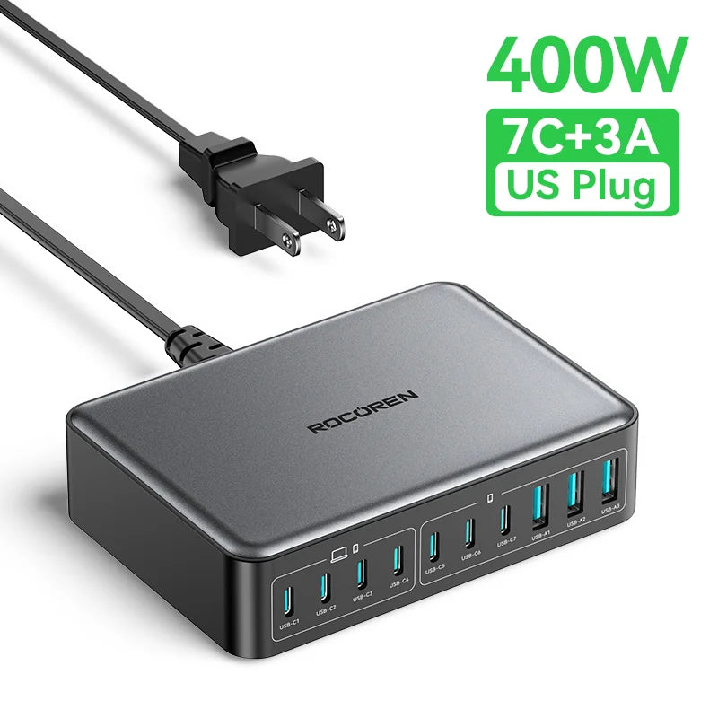 400W 10-in-1 GaN Desktop Charging Station - Fast Multi-Port Power Hub - 31