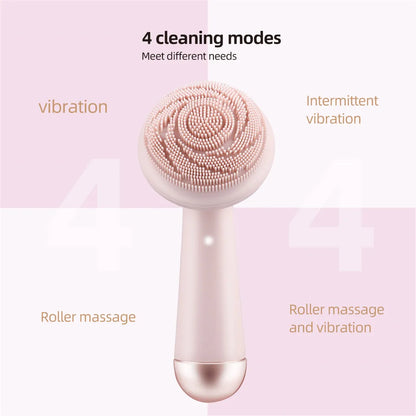 4-in-1 Electric Silicone Facial Cleansing Brush & Massage Roller