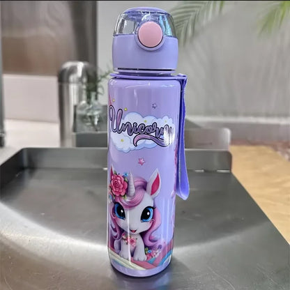 700ml Cartoon Straw Water Bottle – Leak-Proof Portable Kids Sports Cup