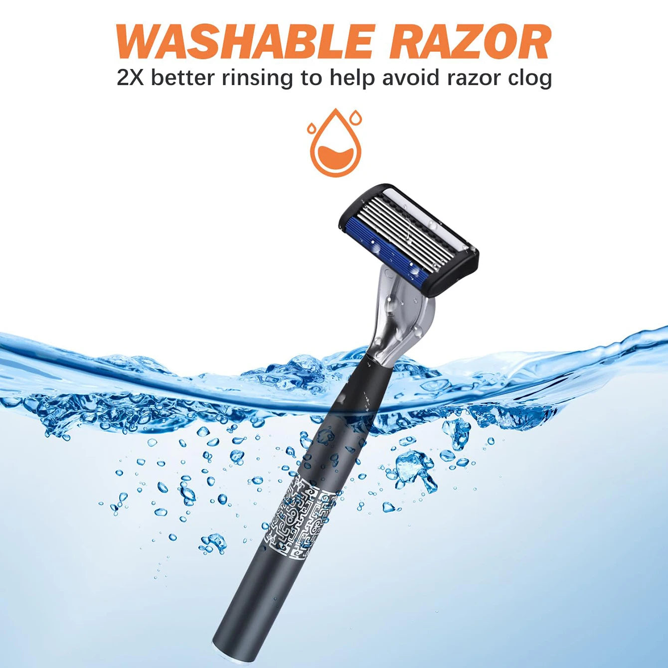 6-Layer Men's Manual Razor - Stainless Steel Shaving Set