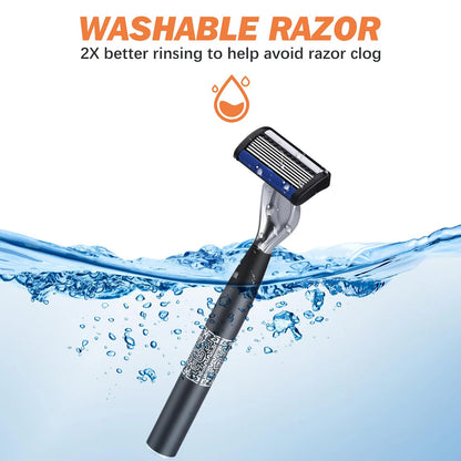 6-Layer Men's Manual Razor - Stainless Steel Shaving Set