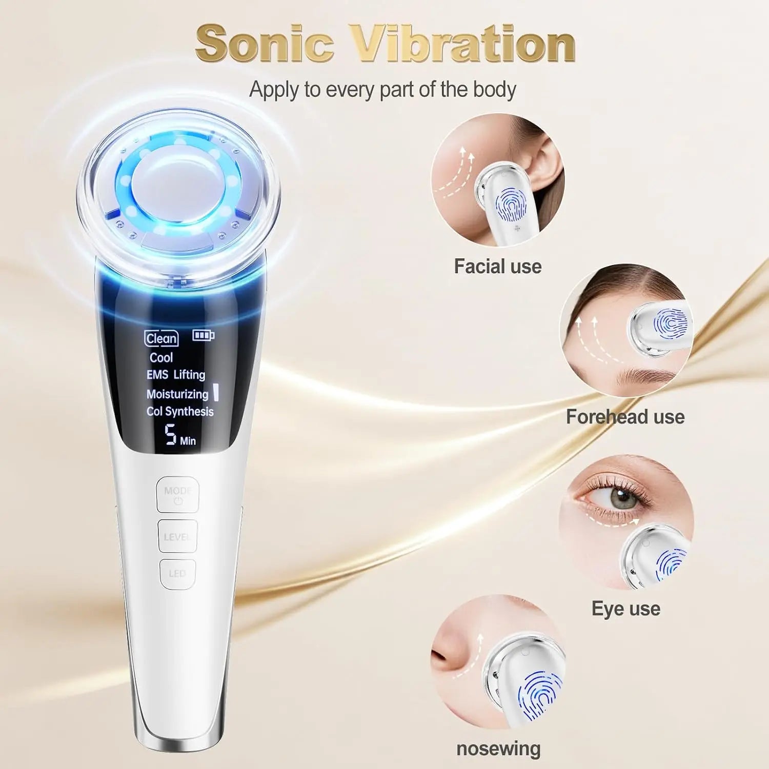 5-in-1 LED Micro-Current Facial Massager for Skin Tightening & Rejuvenation - 10
