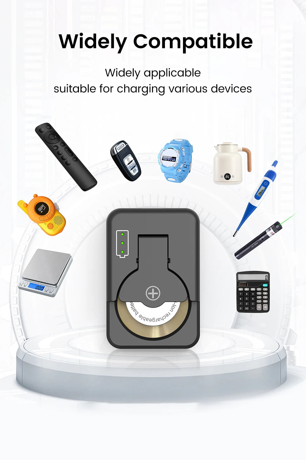Universal Coin Battery Charger for LIR Series Rechargeable Button Cells - 10