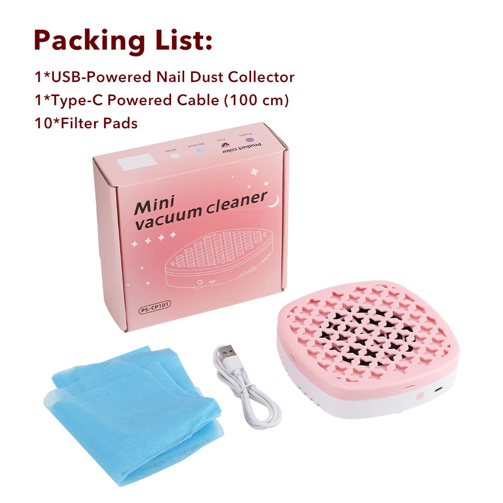 USB Nail Dust Collector with Washable Filter for Professional Manicure & Salon Use