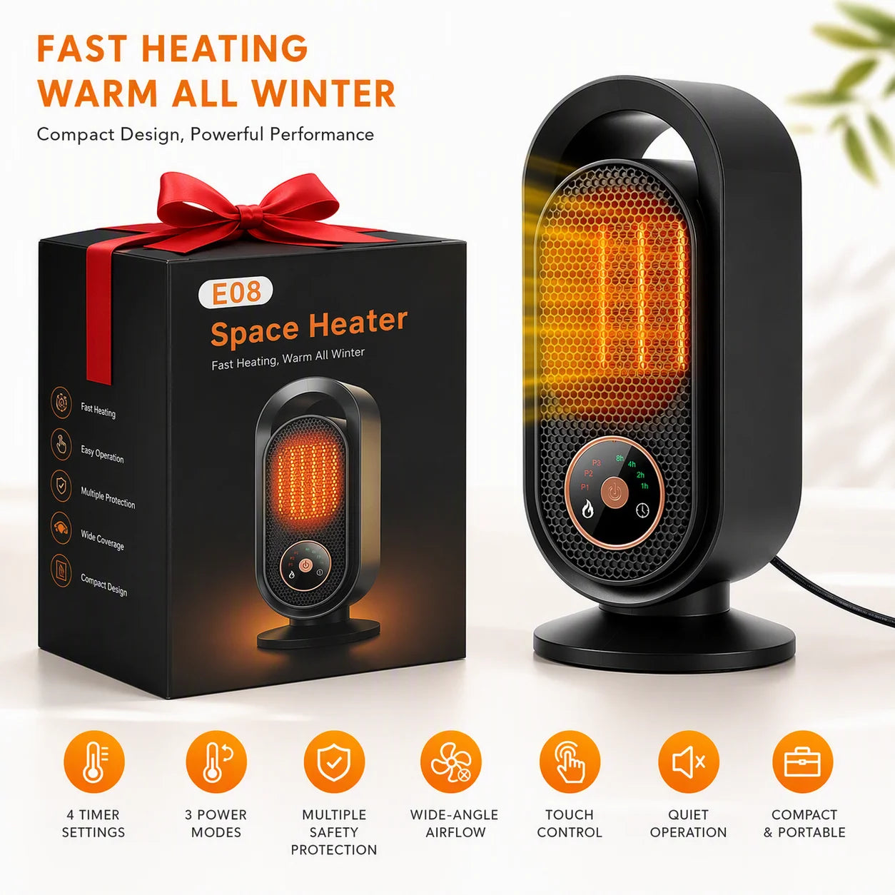 Portable Ceramic Space Heater - Fast Heating Personal Electric Desk Heater - 1