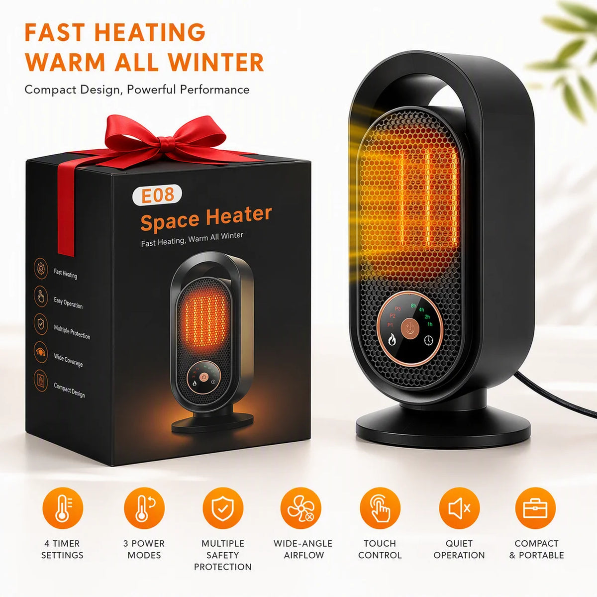Portable Ceramic Space Heater - Fast Heating Personal Electric Desk Heater