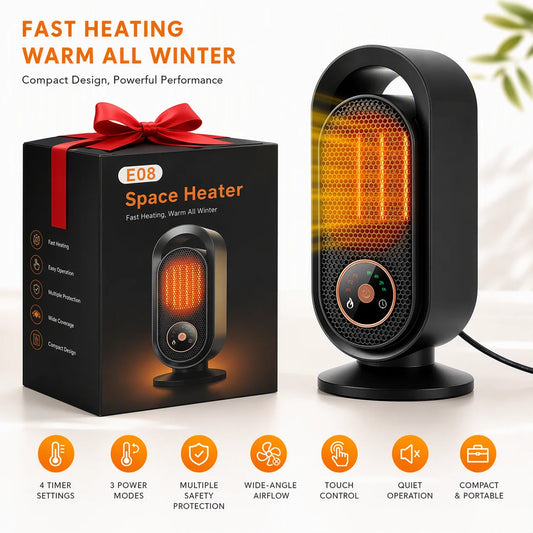 Portable Ceramic Space Heater - Fast Heating Personal Electric Desk Heater