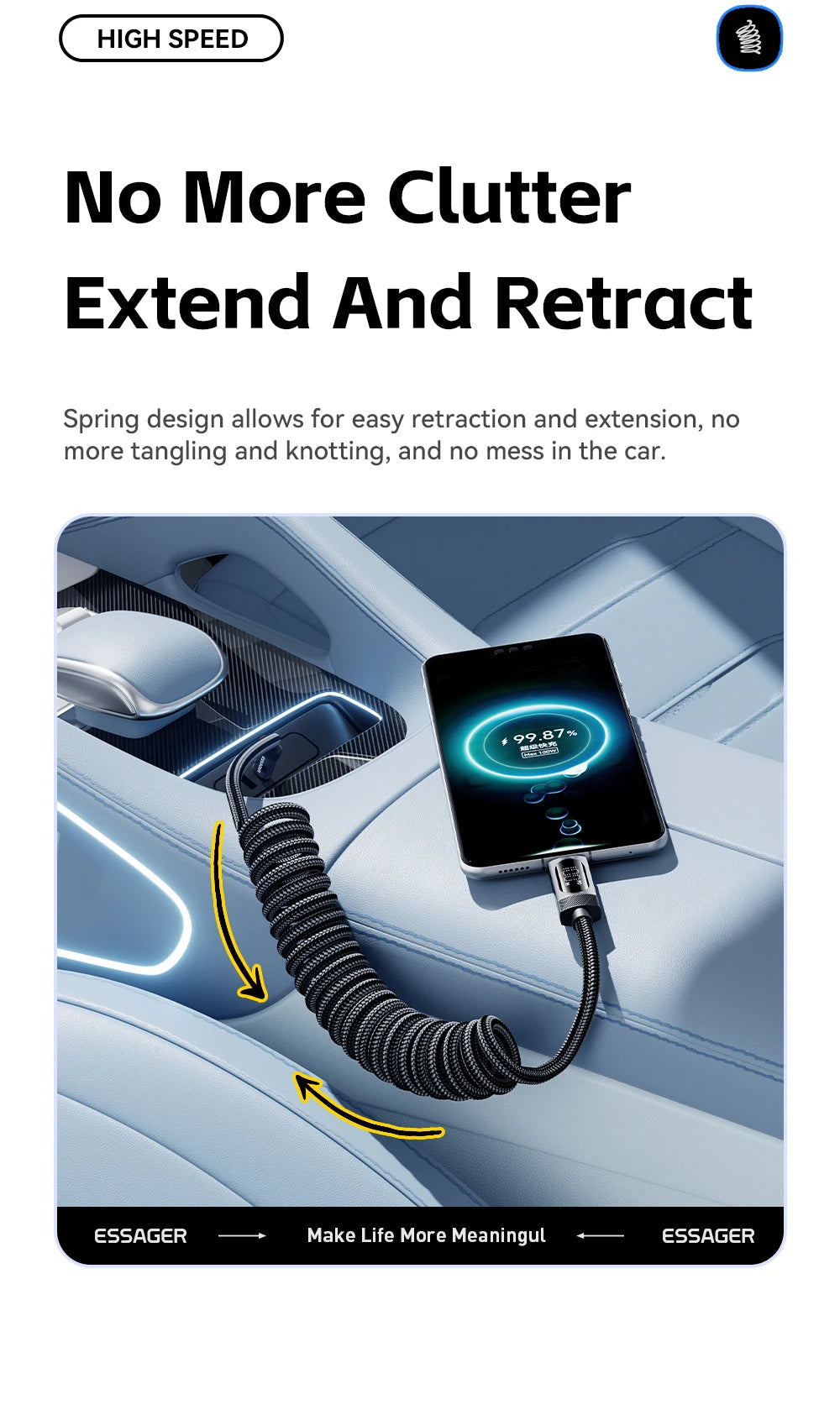 100W PD Fast Charging USB-C Cable with Digital Power Display