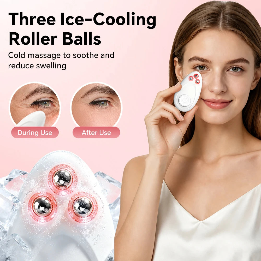 Electric Eye Massager with Cooling Roller Balls for Puffiness and Dark Circles