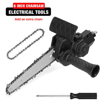 6-Inch Electric Drill to Chainsaw Adapter - Portable Mini Saw Attachment for Woodworking