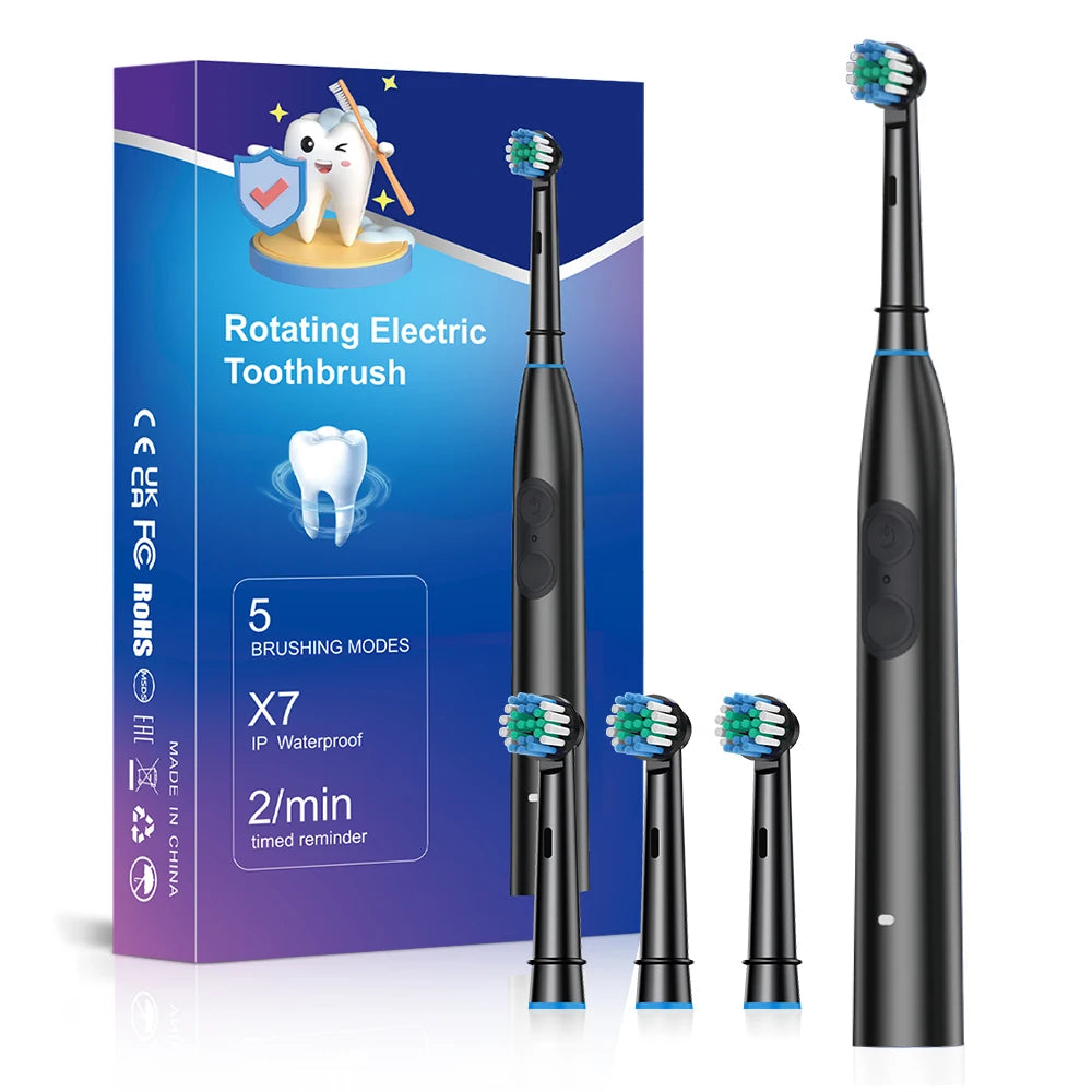 Dual-Button Electric Rotating Toothbrush with 5 Cleaning Modes and Smart Timer - 19