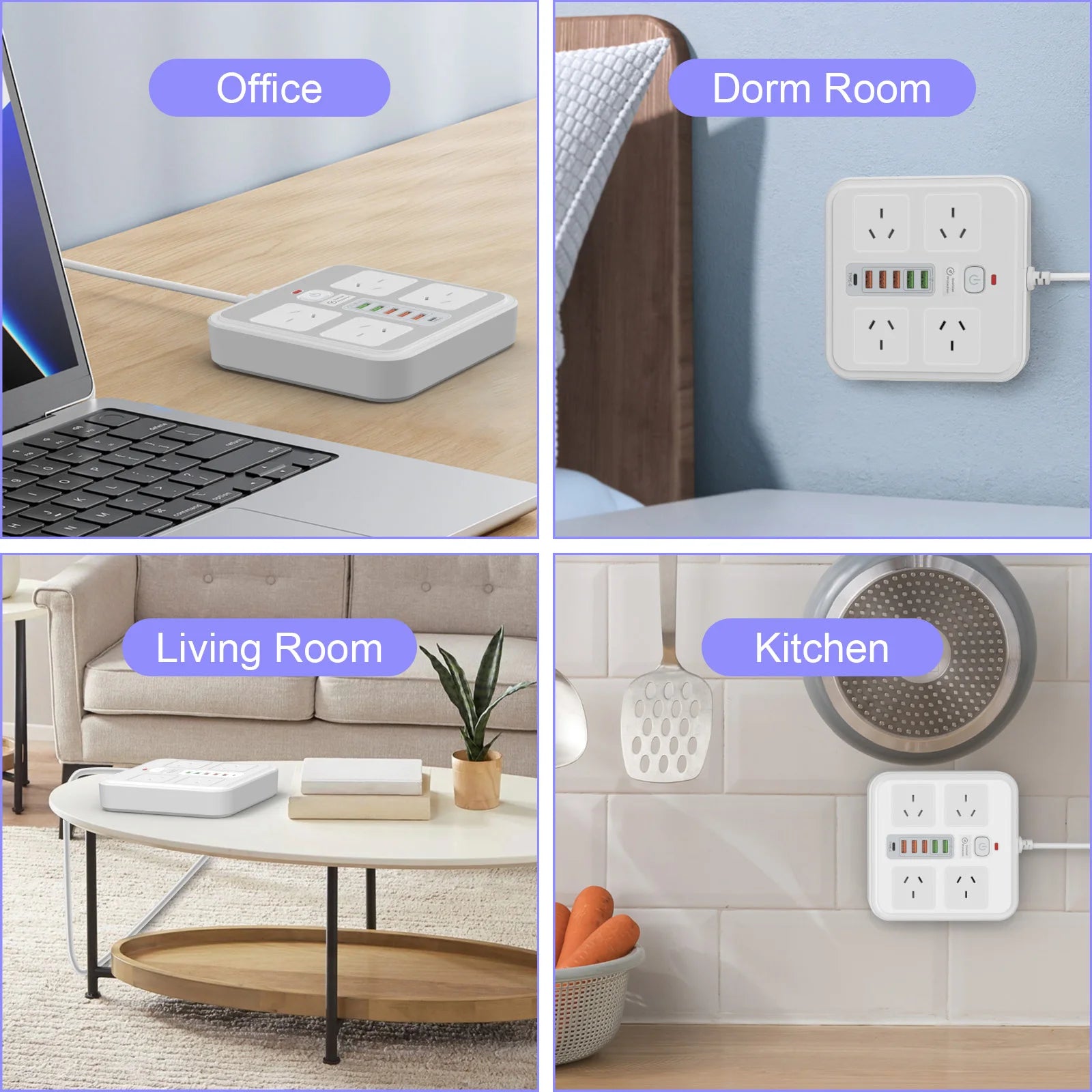 10-in-1 AU Power Board with 5 USB & 1 Type-C Ports – Surge Protected - 16