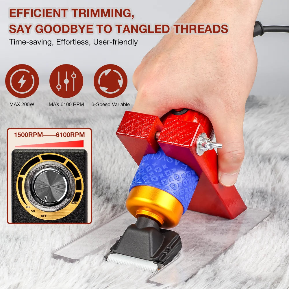 200W Professional Carpet Tufting Shears & Trimmer with Shearing Guide