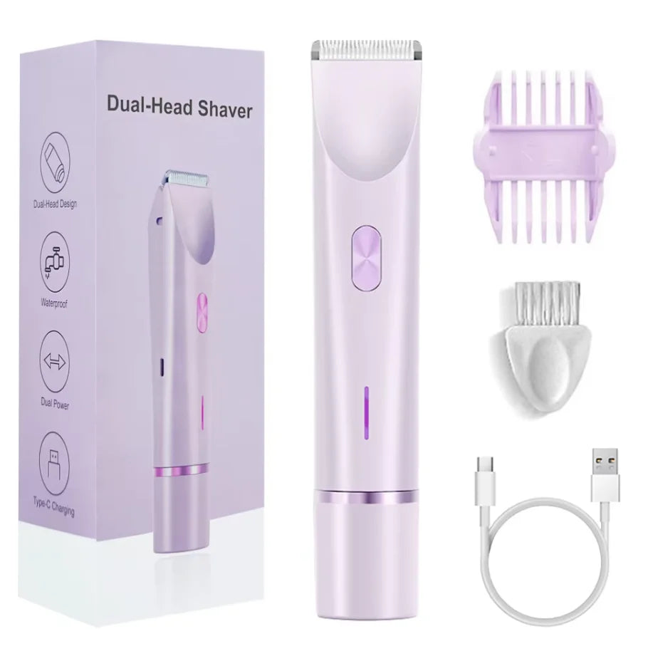 2-in-1 Waterproof Electric Women's Bikini Trimmer & Facial Hair Shaver