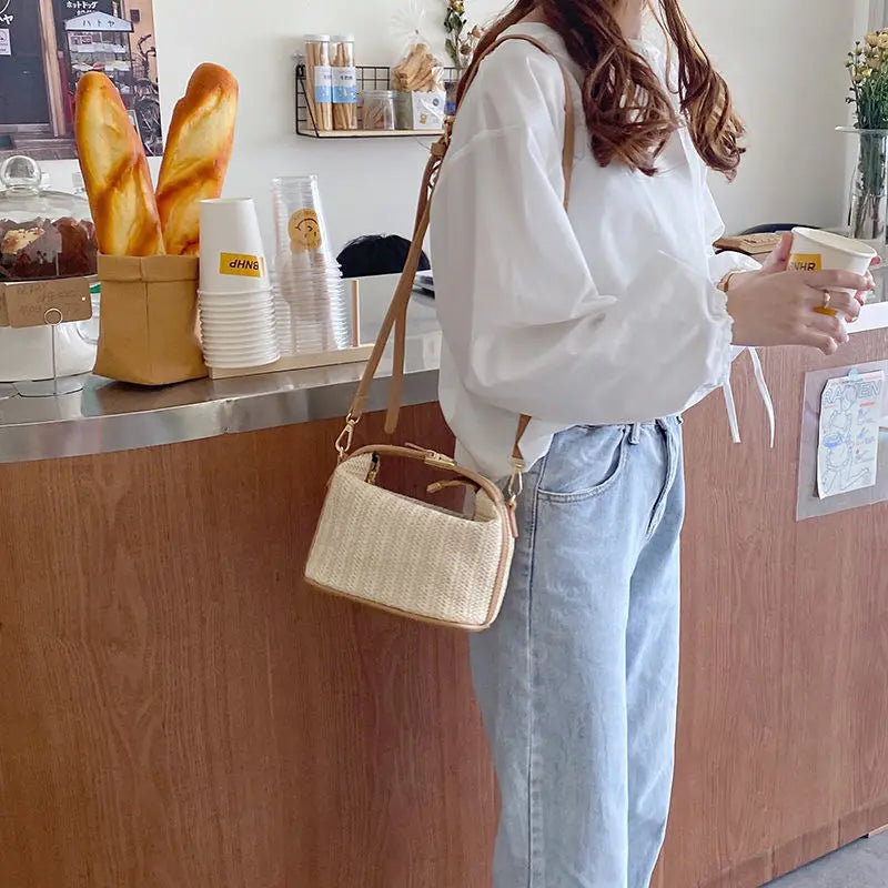Luxury Woven Straw Bucket Bag
