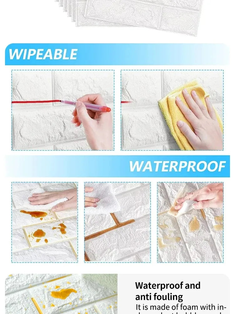 Waterproof 3D Peel & Stick Brick Wall Panels