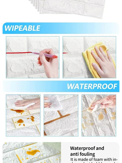 Waterproof 3D Peel & Stick Brick Wall Panels
