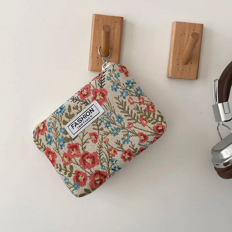 Luxury Retro Floral Canvas Clutch