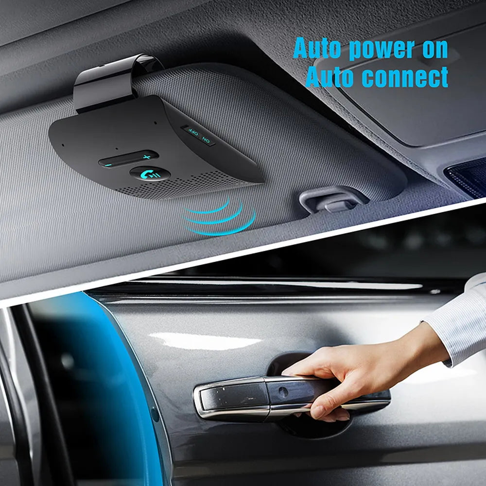 Bluetooth 5.0 Handsfree Car Kit - Wireless Sun Visor Speakerphone with Noise Cancelling - 4