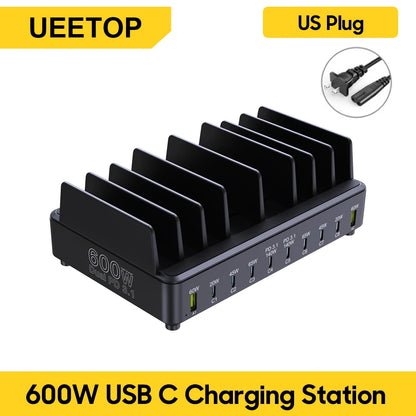 600W 10-Port GaN Desktop Charging Station - Fast PD 3.1 USB-C Charger