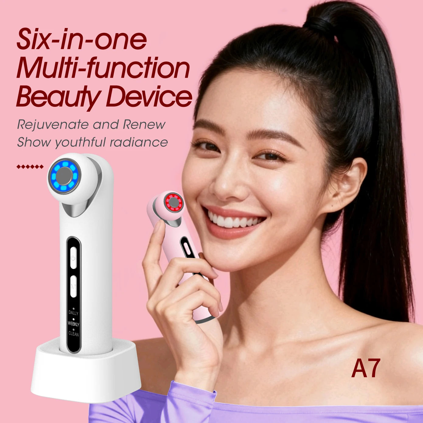 3-in-1 LED Photon Eye & Facial Massager Wand for Anti-Aging and Skin Lifting - 2