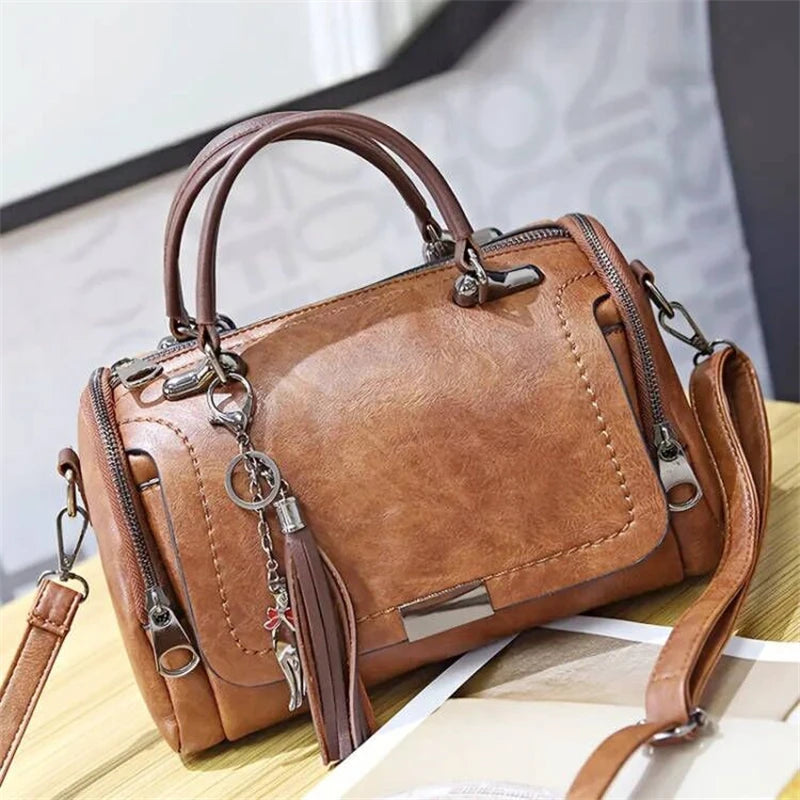 Luxury Tassel Boston Shoulder Bag