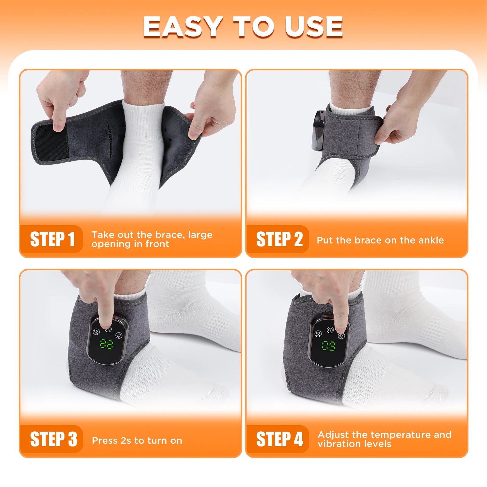 Electric Heated Ankle Massager with Vibration Therapy for Pain Relief - 11