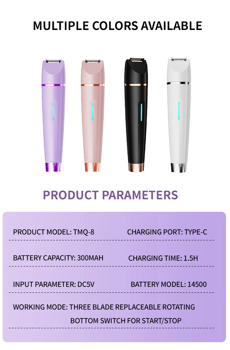 3-in-1 Waterproof Electric Lady Shaver & Painless Hair Removal Trimmer - 17