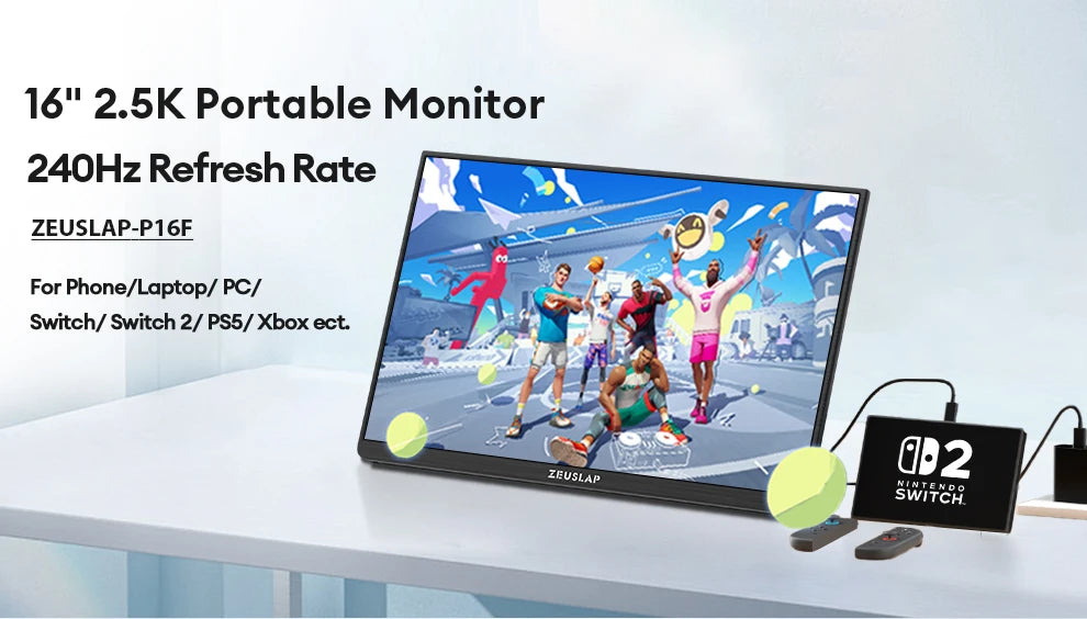 16" 240Hz QHD Portable Gaming Monitor - 2.5K HDR IPS Second Screen