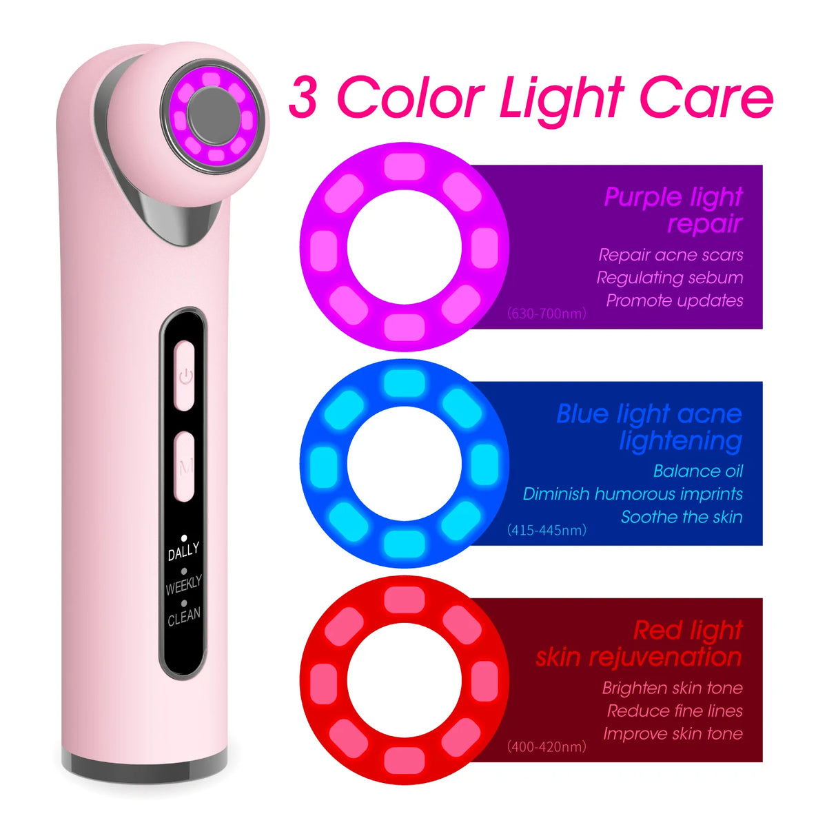 3-in-1 LED Photon Eye & Facial Massager Wand for Anti-Aging and Skin Lifting