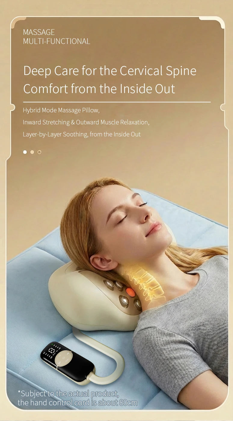 4-in-1 Electric Neck Massager Pillow with Air-Cushion Traction & Heat Therapy - 11