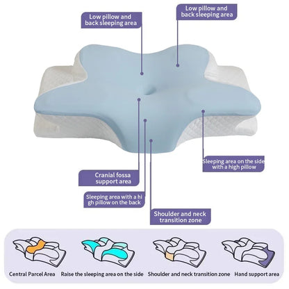 Cooling Memory Foam Cervical Pillow for Neck Pain & Comfortable Sleep