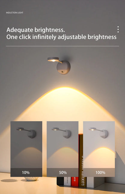Wireless Motion Sensor LED Wall Light - Rechargeable Type-C Dimmable Indoor Lamp