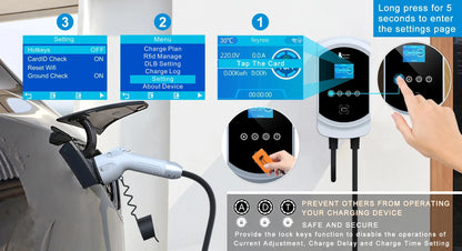 Smart EV Wallbox Charger - 12kW Type 1 Charging Station with App Control
