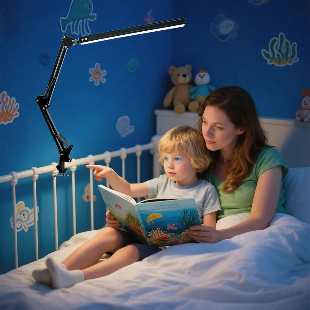 LED Swing Arm Desk Lamp with Clamp - 30 Dimmable Eye-Caring Lighting Modes - 3
