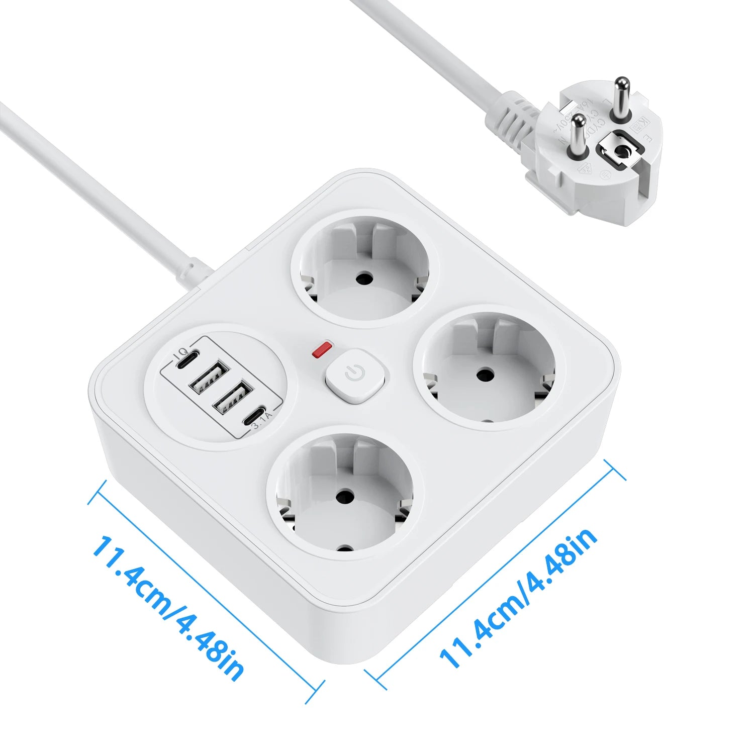 7-in-1 European Power Strip with 4 USB Ports & Surge Protection - 2