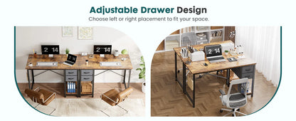 Modern 47-Inch Computer Desk with Reversible Storage Drawers for Home Office