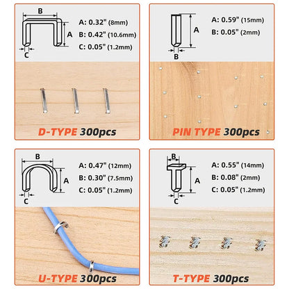 Heavy Duty 4-in-1 Staple Gun Kit - Manual Nail Gun with Remover & 1200 Staples for DIY
