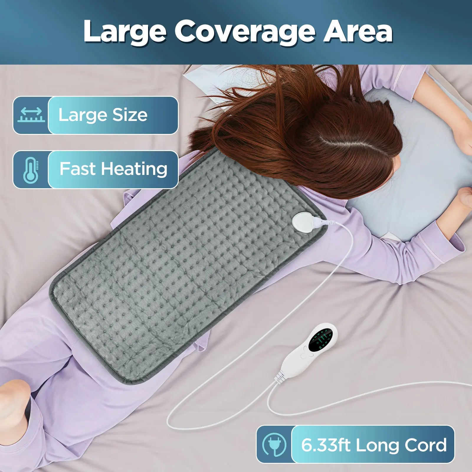 Electric Heating Pad for Back and Body Pain Relief with 10 Heat Settings - 11