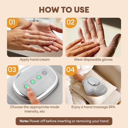 Electric Hand Massager with Heat & Air Compression - Cordless Finger Relief