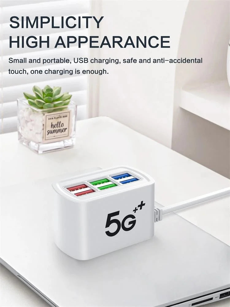 6-Port USB Desktop Fast Charger - Multi-Device Universal Charging Hub - 7
