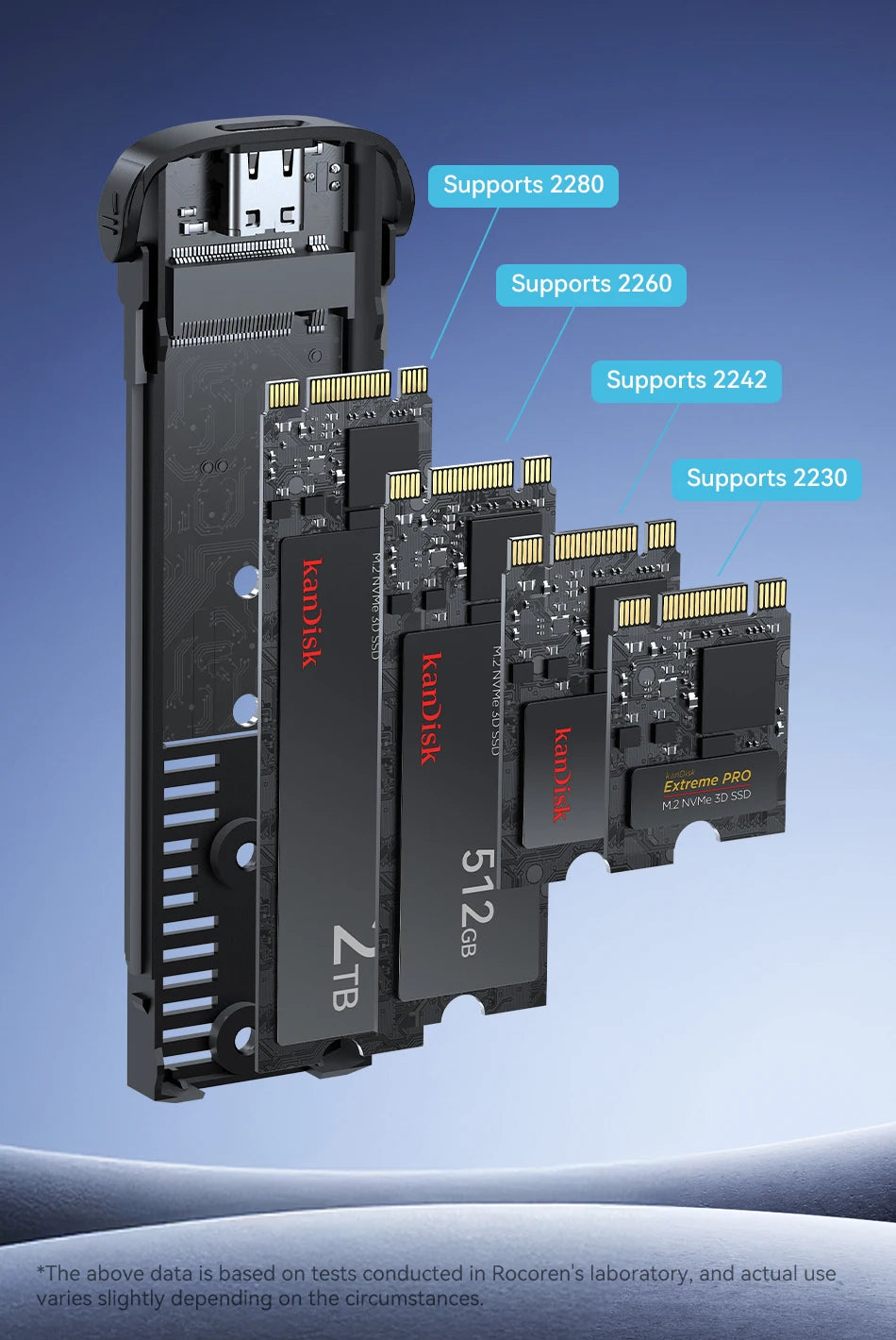 M.2 NVMe SSD Enclosure Adapter - 10Gbps USB-C External Case for 4TB Drives