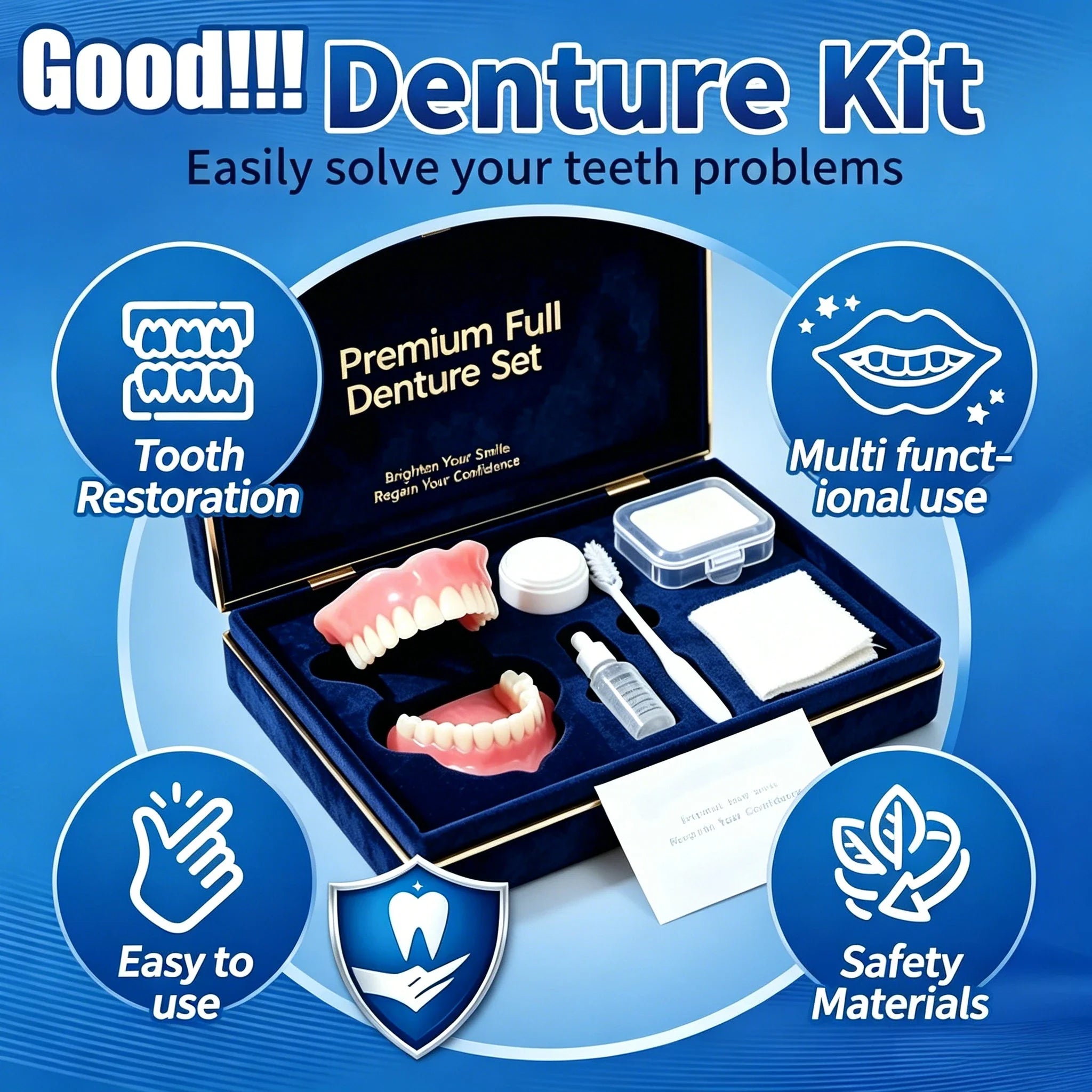 Comfort Silicone Smile Set - Upper & Lower Instant Cosmetic Teeth Veneers - 9