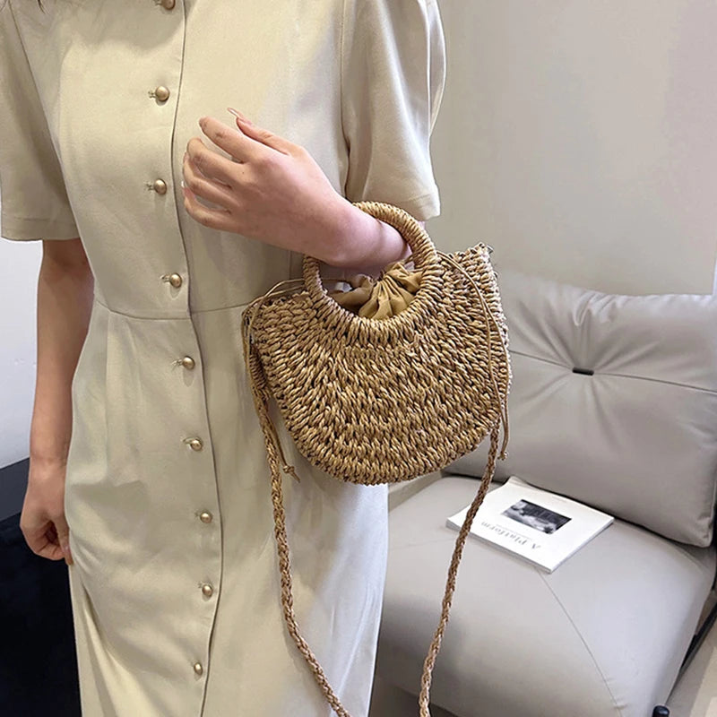 Luxury Woven Half-Moon Bag