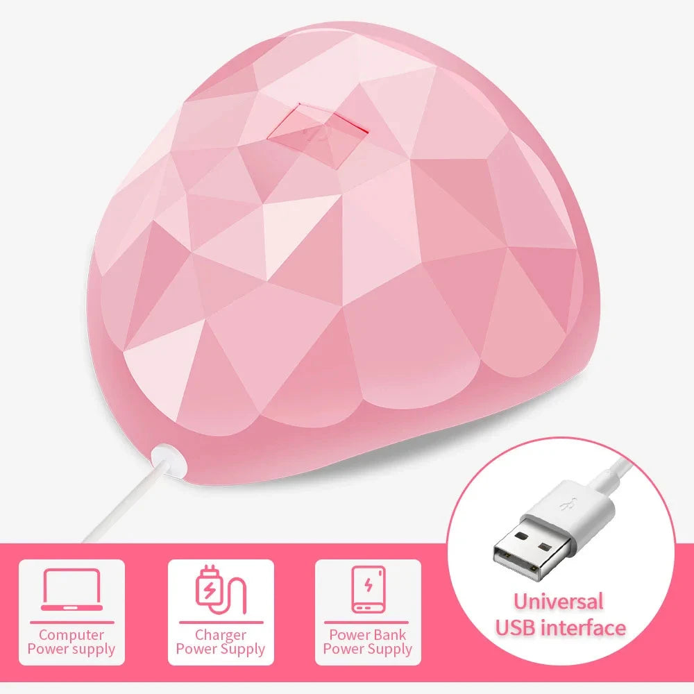 54W UV LED Nail Lamp - Portable Gel Polish Dryer with USB