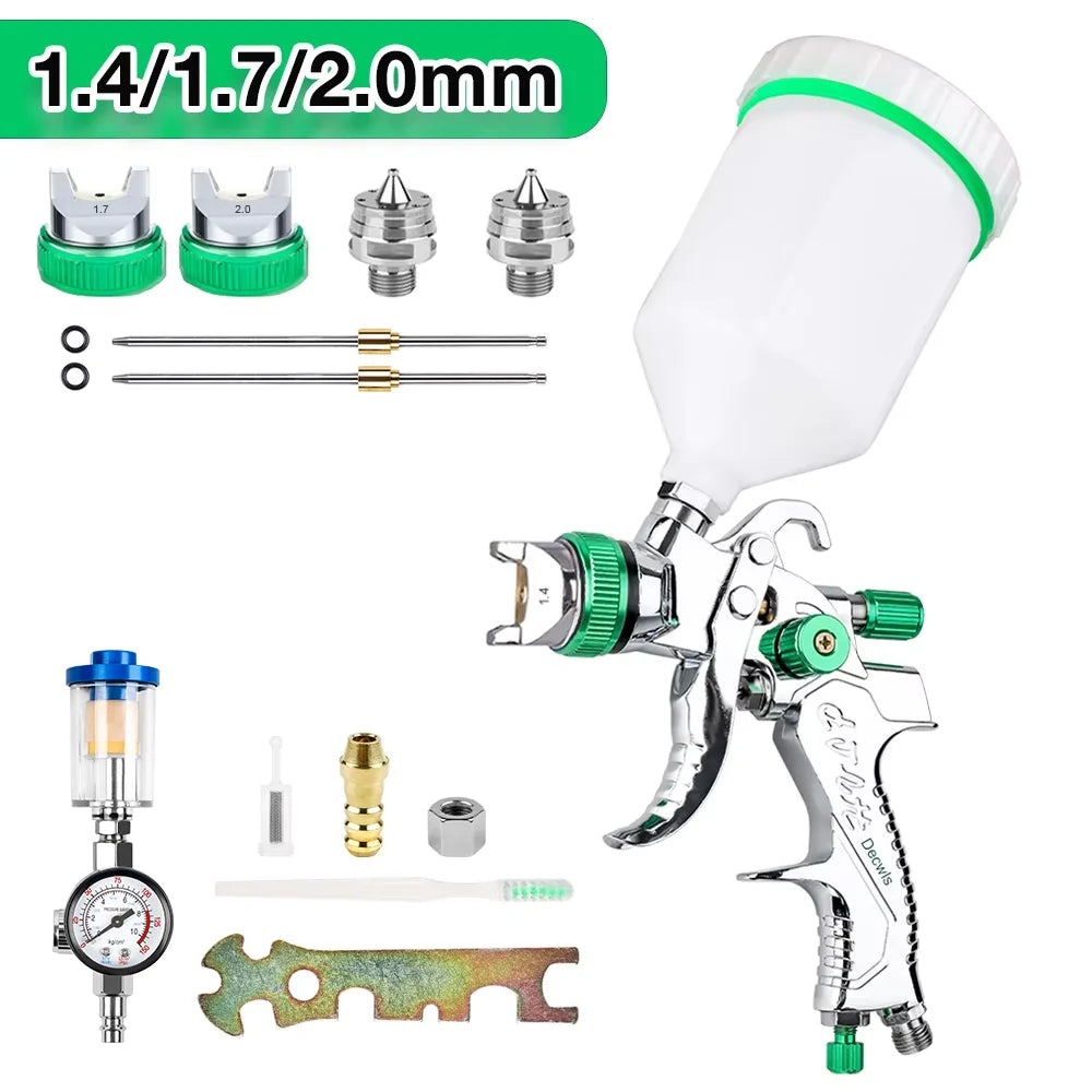 Professional HVLP Air Spray Gun Kit - Auto & Home Paint Sprayer with 600ml Cup - 15